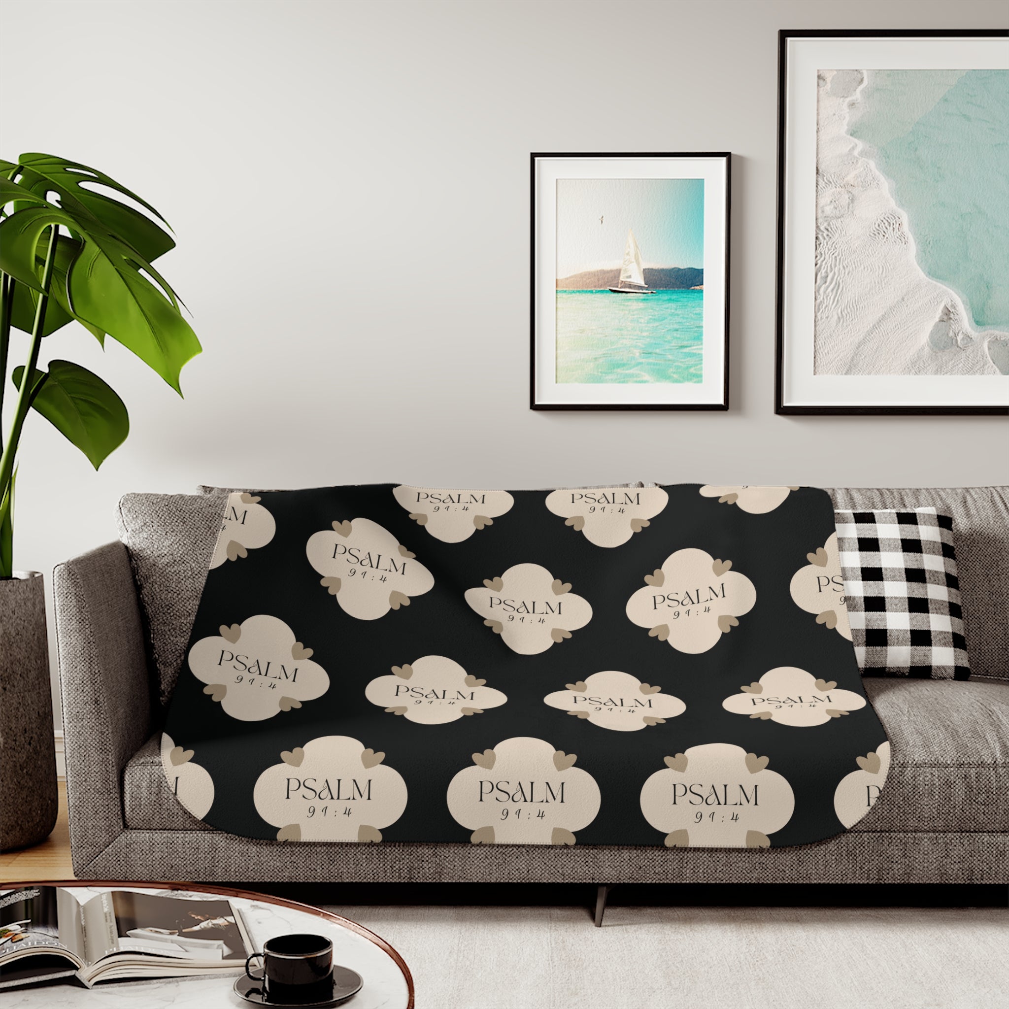 Psalm 91:4 | Sherpa Fleece Blanket | Sandy Brown