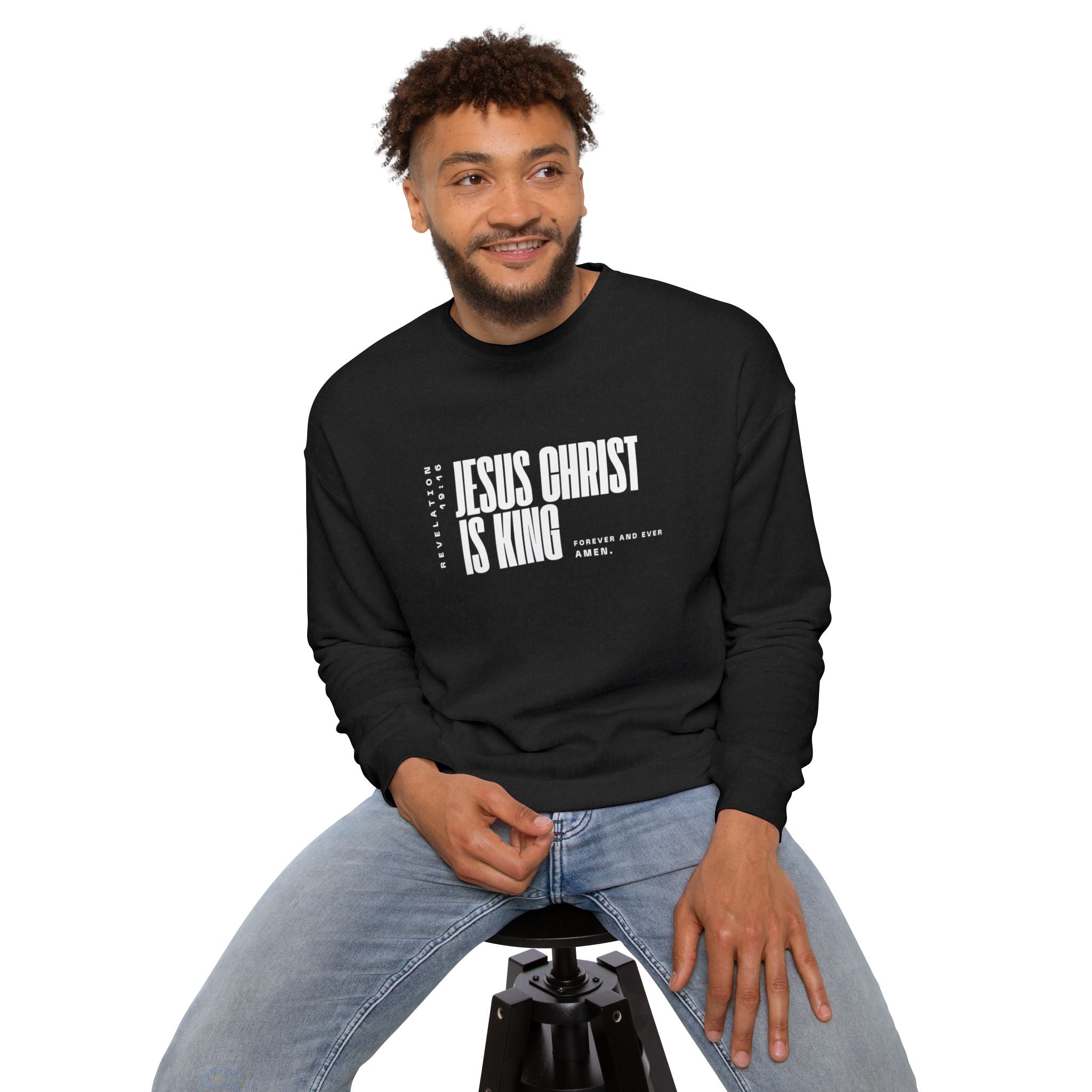 Jesus Is King | Men's Sweatshirt | Bold Black – Touch of Christ