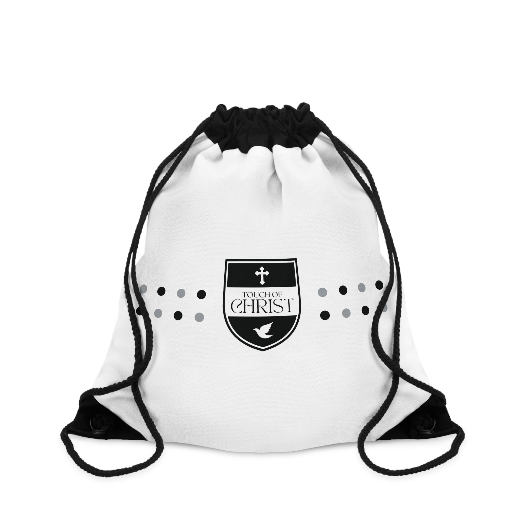 Touch of Christ Crest | Drawstring Bag | Bold Black | Dots