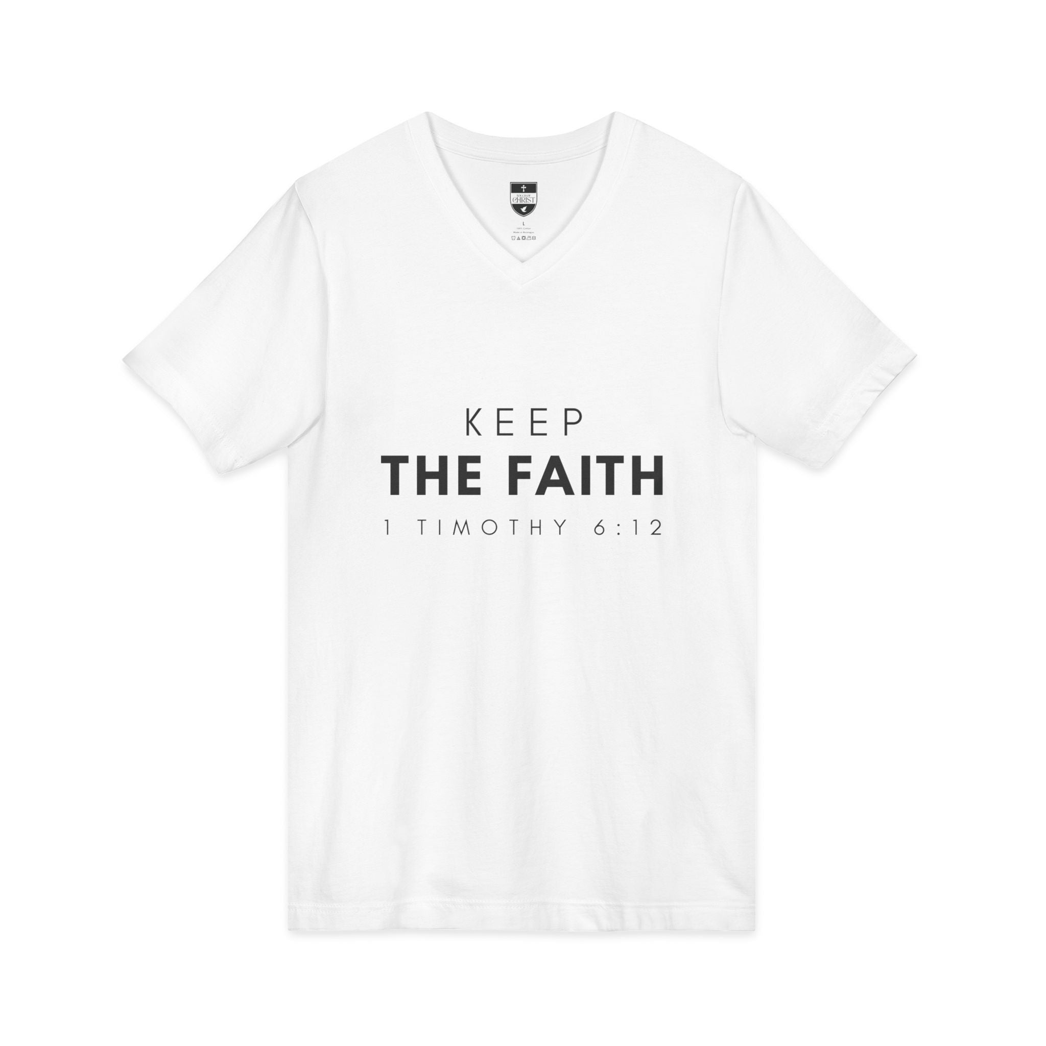 Keep the Faith | Mens White Tee | V Neck