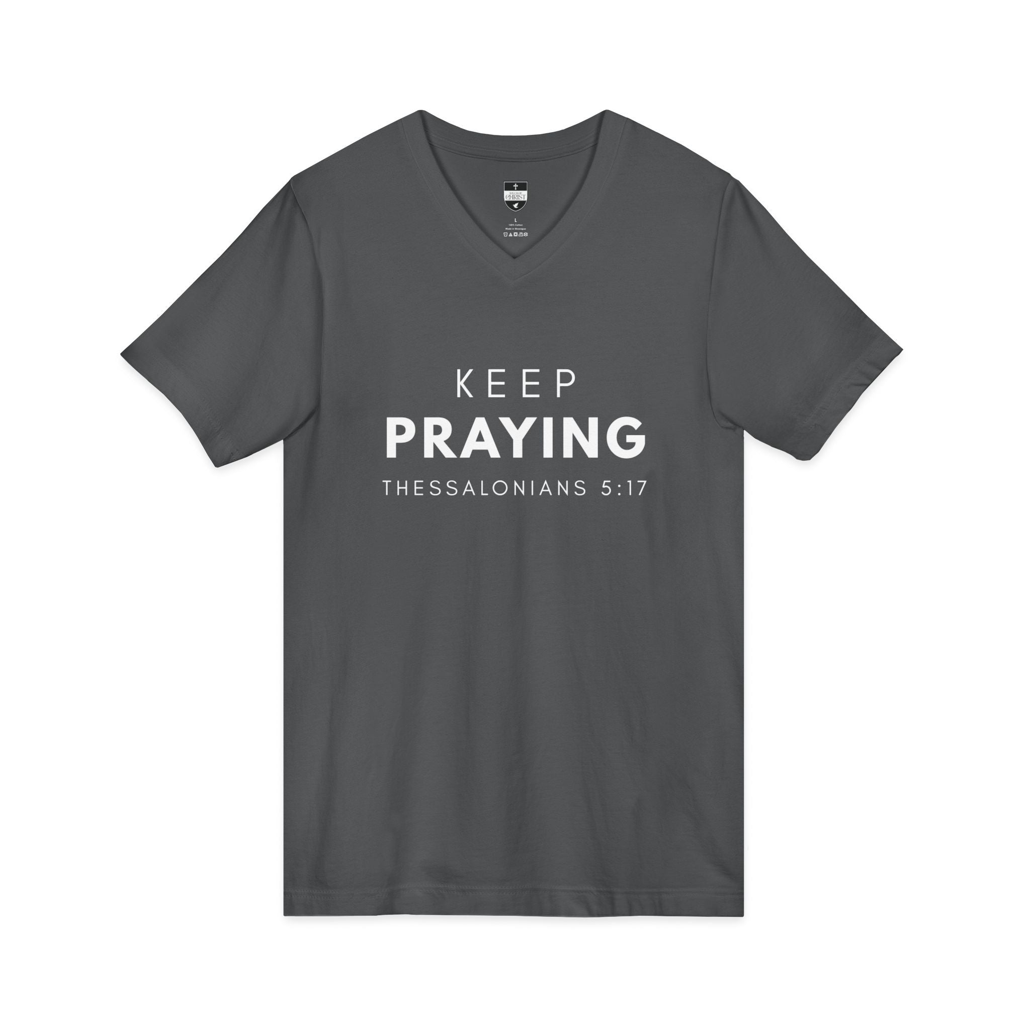 Keep Praying | Mens Tee - Bold Black | V Neck