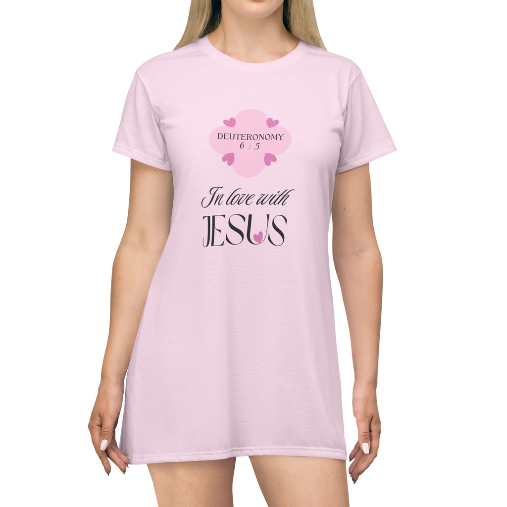 In Love with Jesus | Womens Pajama Tshirt Dress | Precious Pink