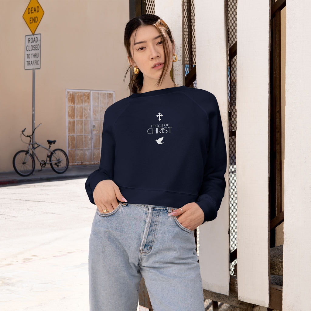 Touch of Christ | Cropped Fleece Pullover | Pearl White Type