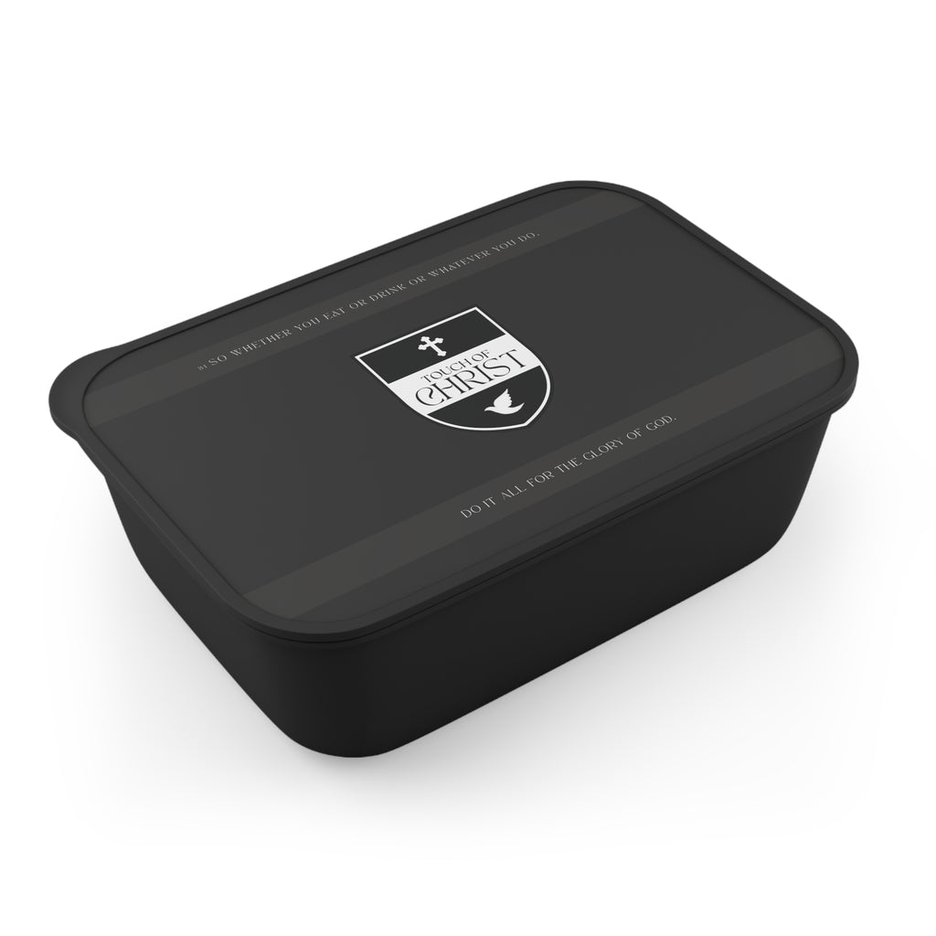 Touch of Christ Crest - Bento Box | PLA Lunch Box with Band & Utensils | Scripture