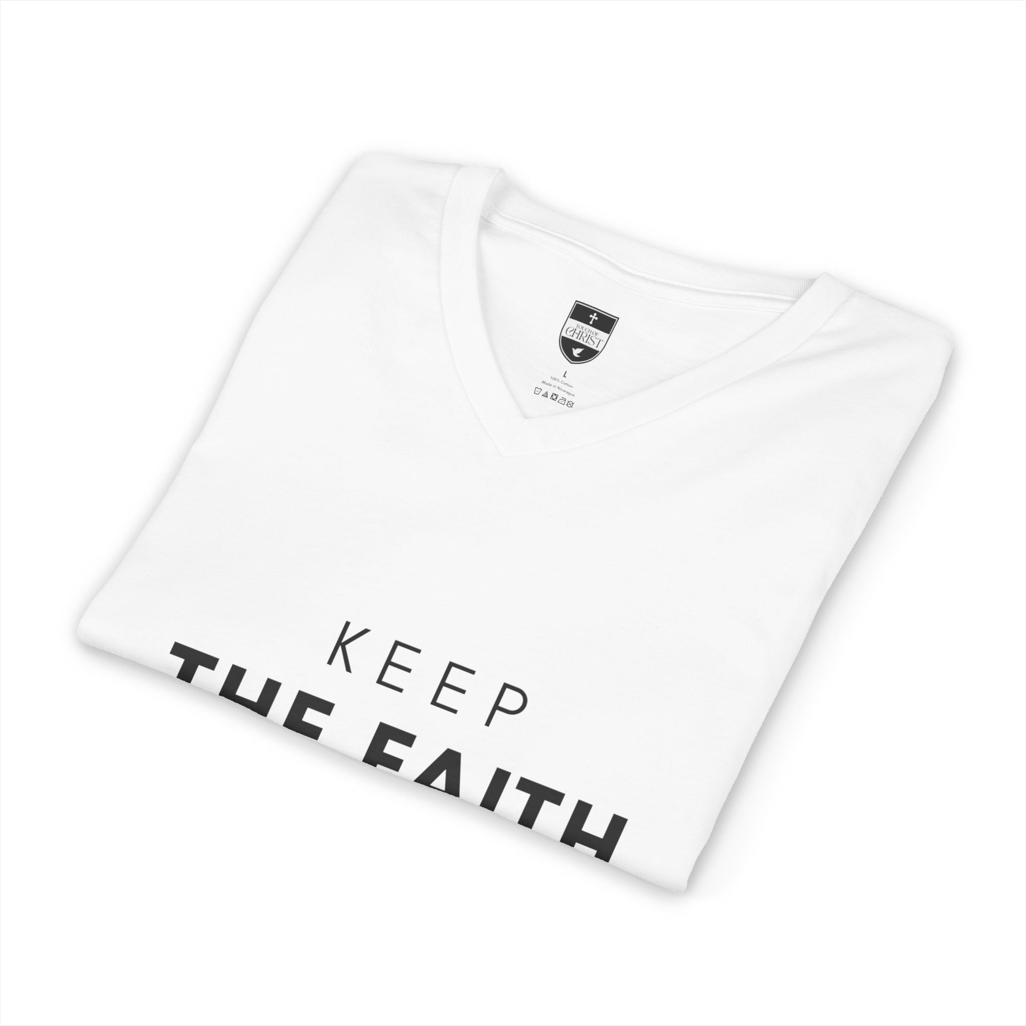 Keep the Faith | Mens White Tee | V Neck