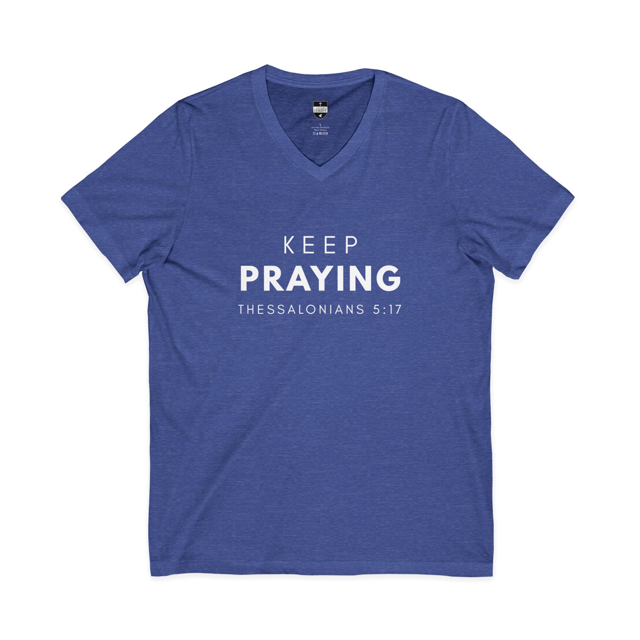 Keep Praying | Mens Tee - Bold Black | V Neck