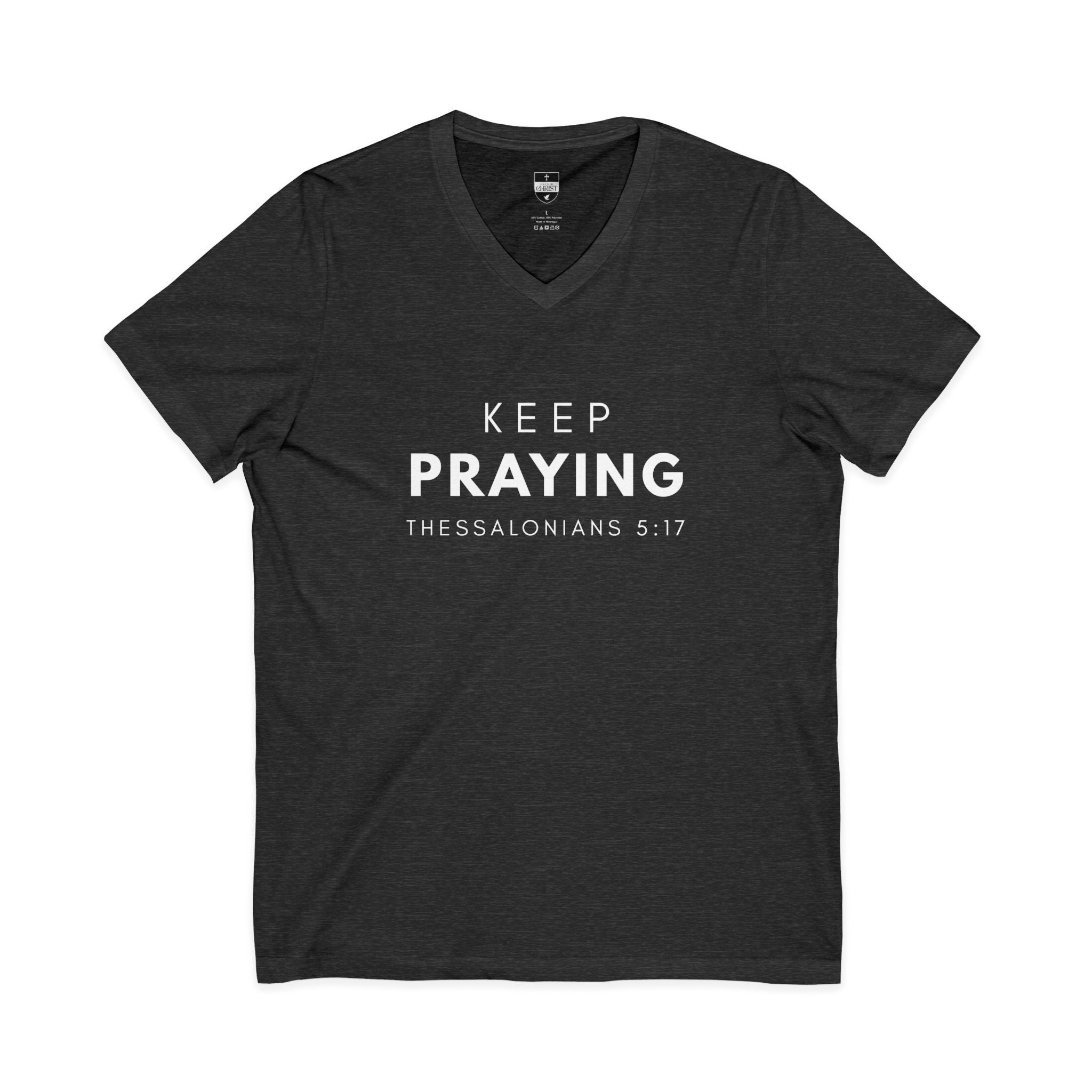 Keep Praying | Mens Tee - Bold Black | V Neck