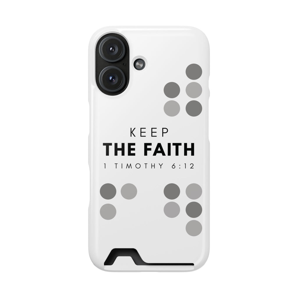 Keep the Faith | iPhone 16 Case w/ Card Holder | Pearl White