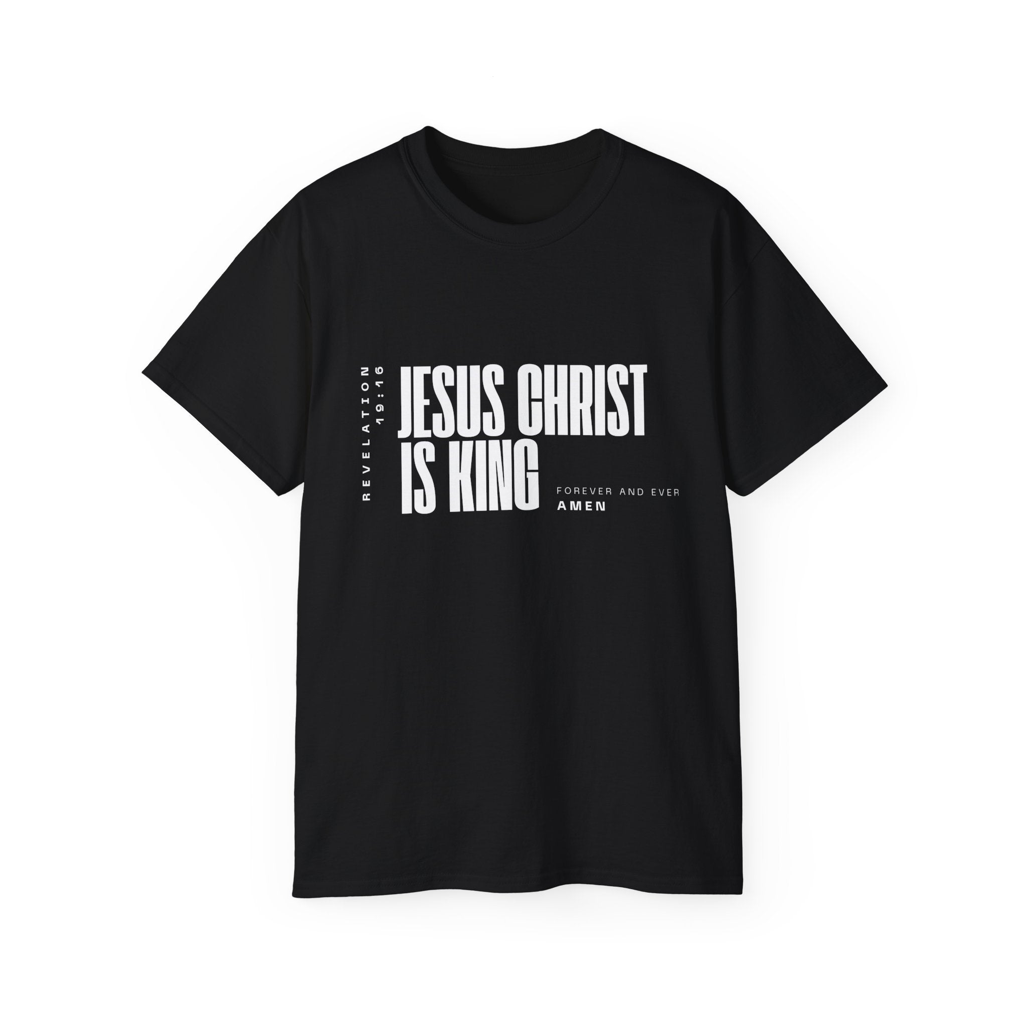 Jesus Is King | Men's Scoop Neck Tee | Bold Black