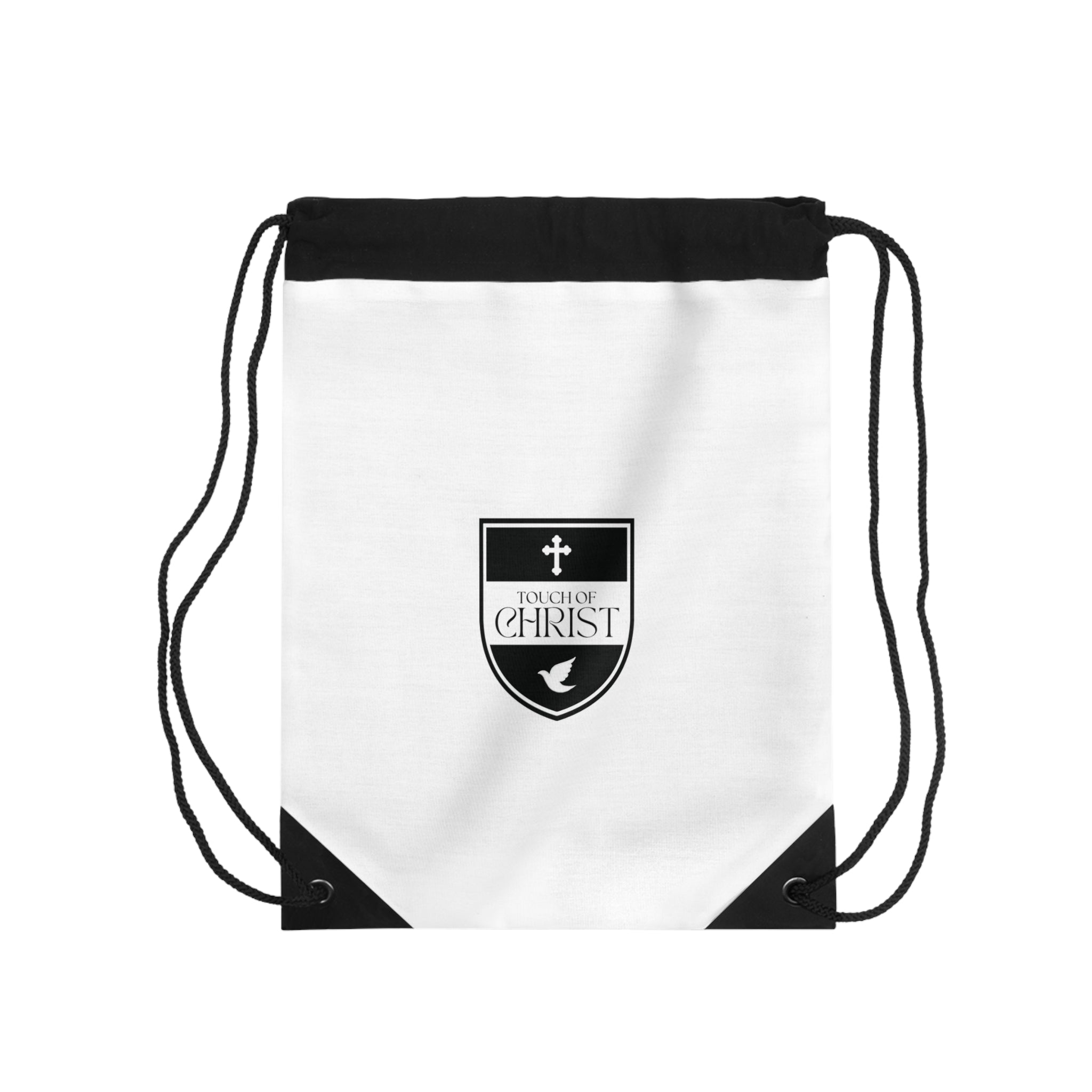 Touch of Christ Crest | Drawstring Bag | White