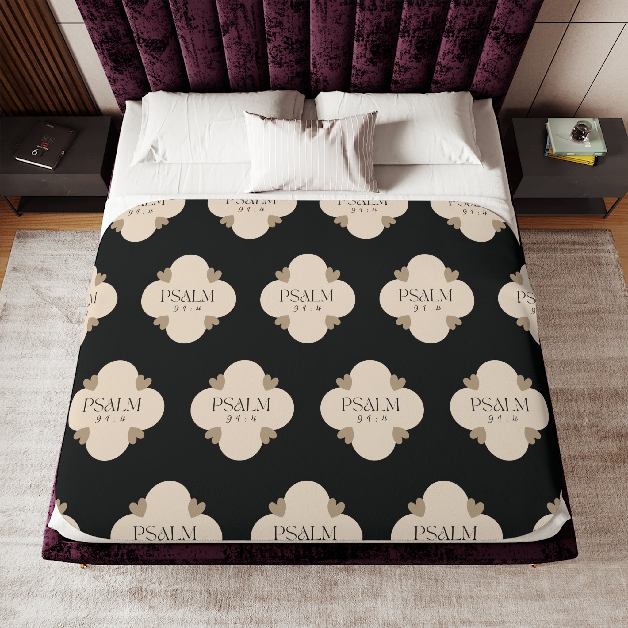 Psalm 91:4 | Sherpa Fleece Blanket | Sandy Brown
