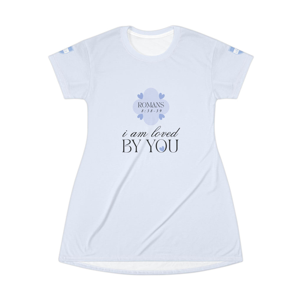 I Am Loved By You | Womens Pajama Tshirt Dress | Sky Blue